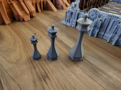 Beautiful Custom Chess Set, The Tech Fortress From Hexchess 2 Design