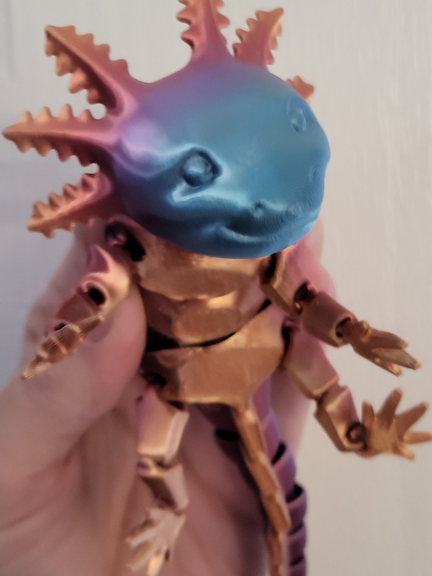 Flexible Axolotl 3D Printed Articulated Desktop Pet - Excellent Fidget Toy, Sensory Toy, or ADHD! Flexi!